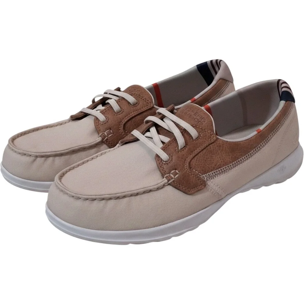 Skechers On-The-Go Boat Shoes Natural Beige Brown Loafers 136070 Mens 9